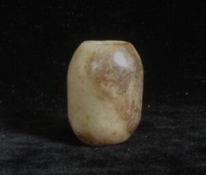 Very Rare Old Chinese Hand Carving Cylindrical Bead Nephrite Jade Pendant