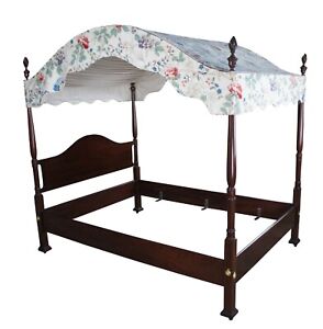 20th Century Hepplewhite Inlaid Mahogany 4 Post Canopy Tester Double Size Bed