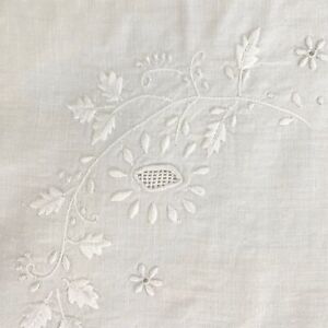 27 X 19 Multiples Available Antique Portuguese Cotton Linen Embroidered Whit