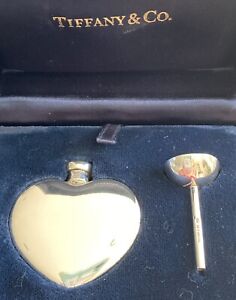 Tiffany Co Heart Shape Scent Bottle With Silver Dabber Funnel Original Box
