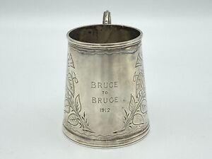Victorian Sterling Silver Tankard Mug 1891 Thistle Design