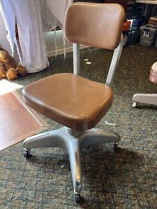 Cole Industrial Steel Vintage Swivel Rolling Office Desk Chair Retro Heavy Brown