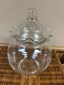 Vintage Apothecary Jar With Ruffle Top W Lid