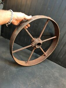 Vintage Cast Iron Wagon Cart Wheel 18 Diameter X 2in Thick 6 Spokes