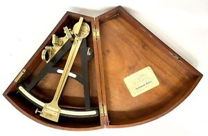 Antique H Hughes Marine Ships Octant With Original Mahogany Carrying Case