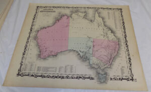 1862 Antique Color Map Australia With Van Diemen S Land 