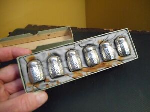 3 Pair Vintage Sterling Silver Mini Salt And Pepper Shakers In Box Set Of 6