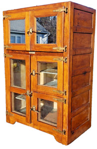 Antique Store Shop Oak Ice Box Mirrored Glass Doors 78 Meyer Smith Buffalo Ny
