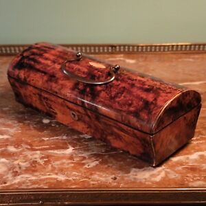 Antique French Palais Royal Mulberry Wood Ladies Trinket Pen Box