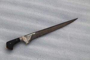 Old Rare Mughal Islamic Rajput Silver Damascened Pesh Kabz Dagger Damascus Blade