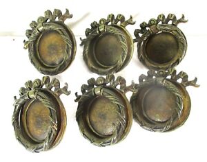 Victorian French Style Set Of 6 Brass Drawer Pulls Complete