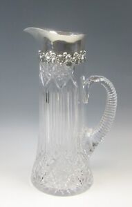 Gorham Sterling Mounted American Brilliant Period Abp Cut Glass 10 Pitcher