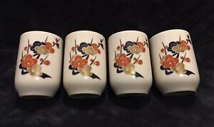 Vintage Japanese Kutani Koransha Style Porcelain Hand Painted Sake Cup Set