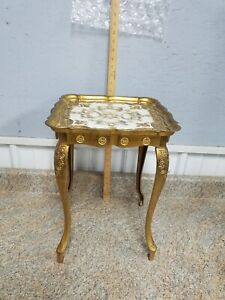 Vintage Italian Regency Gold Molded Resin Small Side Table Florentine Brand 