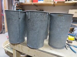 5 Vintage Galvanized Maple Sap Buckets Nice For Decor