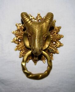 Russian Goat Knocker Brass Handmade Golden Finish Animal Design Door Bell Ur52