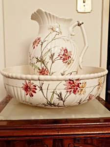 Antique Pitcher And Wash Bowl Set Floral