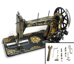 Antique Vintage Husqvarna Freja Attachments Sewing Machine Serviced Rare Decals