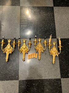  4 Avail Vintage 20th Cent Neoclassical Gold Italian Wall Candelabras Sconce