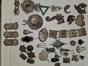 Antique Scrap Sterling Silver Necklaces Ring Bracelet Costume Jewelry Lot 7 5oz