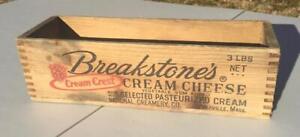 Vintage Prim Advertising Breakstone S Wooden 3 Lb Cream Cheese Box Farmhouse