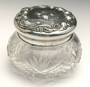 Loves Dream By Unger Bros Powder Jar With Sterling Lid Beautiful Antique