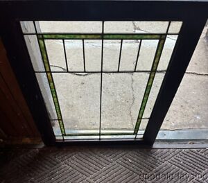 Antique Chicago Stained Leaded Glass Window Oak Cabinet Door Circa 1910