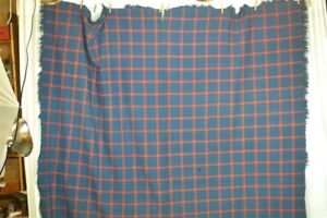 Antique Blanket Wool Seamed Plaid 77x92 Blue Redcivil War Era 1800 Original