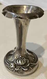 Antique Art Nouveau Signed William B Kerr Sterling Silver Lotus Bud Vase 2 3 4 
