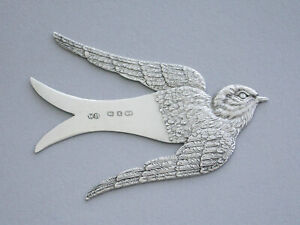 Rare Victorian Novelty Silver Swallow Bookmark By William Harris 1897
