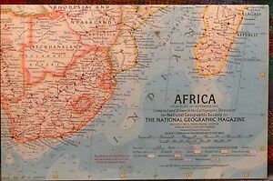Vintage 1960 National Geographic Map Of Africa