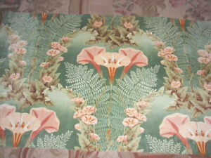 Antique French 1899 Art Nouveau Silk Velvet Fabric Morning Glories Lauth Cie