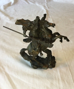 Bronze Sculpture Of Genghis Khan On Horse Mount Ruler Of Mongolia Empire