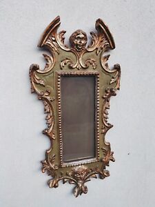 Mirror To Mercury Wooden Carved Golden Baroque Head D Angelo Putto
