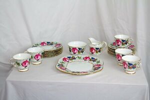 Vtg Antique Paladin China E Hughes Co Porcelain Set W Flowers Dec 