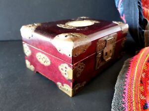 Old Chinese Inlaid Redwood Jewelry Box Beautiful Accent Collection Item