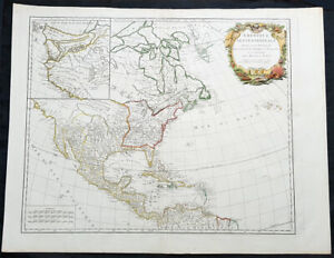 1783 R De Vaugondy Large Antique 1st Post Revolutionary Map Of North America