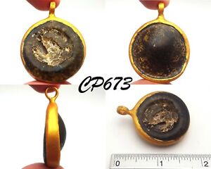 Stunning Rare Ancient Old Roman Glass Lovely Gold Cap Pendant Cp673