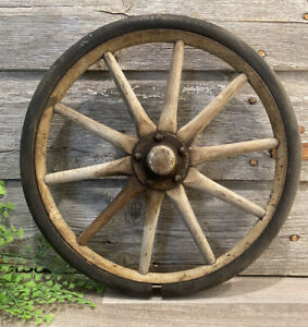 Antique Wagon Wheel Primitive 11 5 Inch Diameter Original Wood Buggy Goat Cart