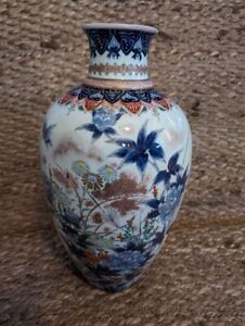 Meiji Period Japanese Arita Hand Painted Porcelain Large 16 Vase