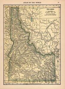 1911 Antique Map Of Idaho State Map Of Idaho Gallery Wall Decor Smap 1176