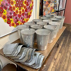 Lot Of 14 Vintage Maple Sap Buckets And Covers 10 Aluminum And 4 Galvanized