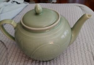 Vintage Japanese Celadon Sencha Tea Pot Kyo Ware Celedon