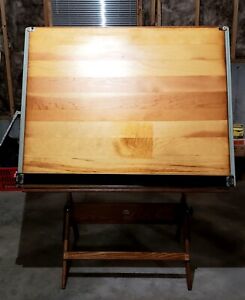 Anco Bilt Mid 20th Century Oak Pine Drafting Table
