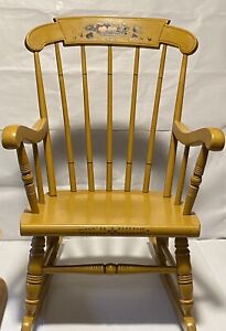 Rare Yellow Antique S Bent Bros Spindle High Back Children S Rocking Chair