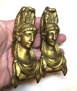 Antique Brass Greco Roman Greek Goddess Athena Figural Door Pulls Handles Knobs