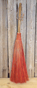 Vintage Hearth Witch Broom Hand Made Dyed Brush 28 Inch