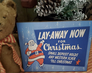 Rare Htf Copy Of Vintage Style Christmas Advertising Western Flyer Santa Sign