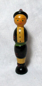 2pc Hand Carved German Boy Needle Case Pin Holder Original Antique C1800 S