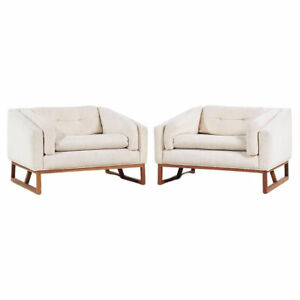 Adrian Pearsall For Craft Associates Mid Century Lounge Chairs Pair